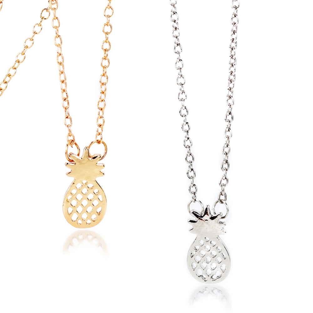 Gold Pineapple Dainty Delicate Pendant Necklace - Picture 3 of 8